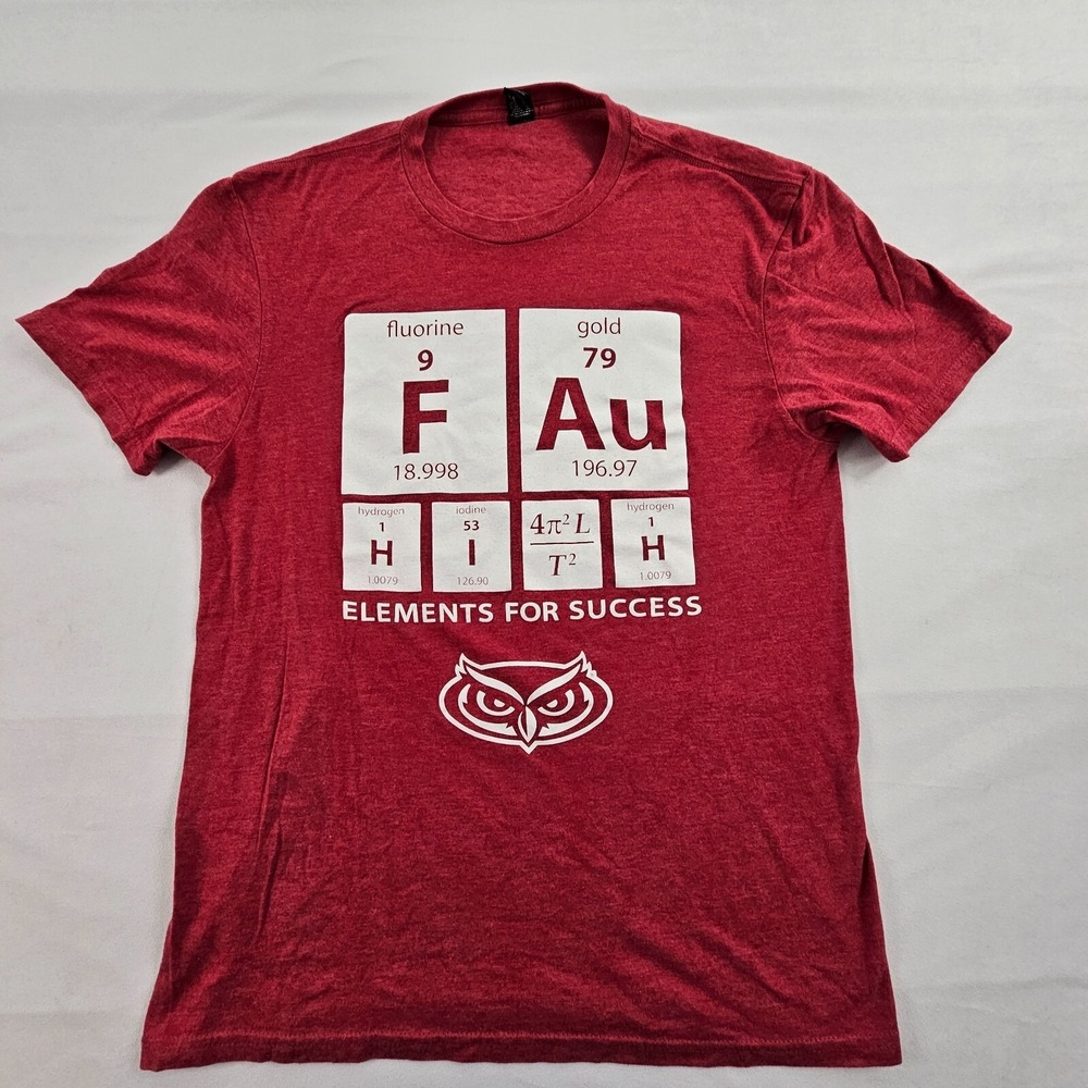 Florida‎ Atlantic Elements For Success Red Short Sleeve T-Shirt Men's S